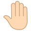 Raised back of hand: light skin tone :raised_back_of_hand_tone1: 🤚🏻